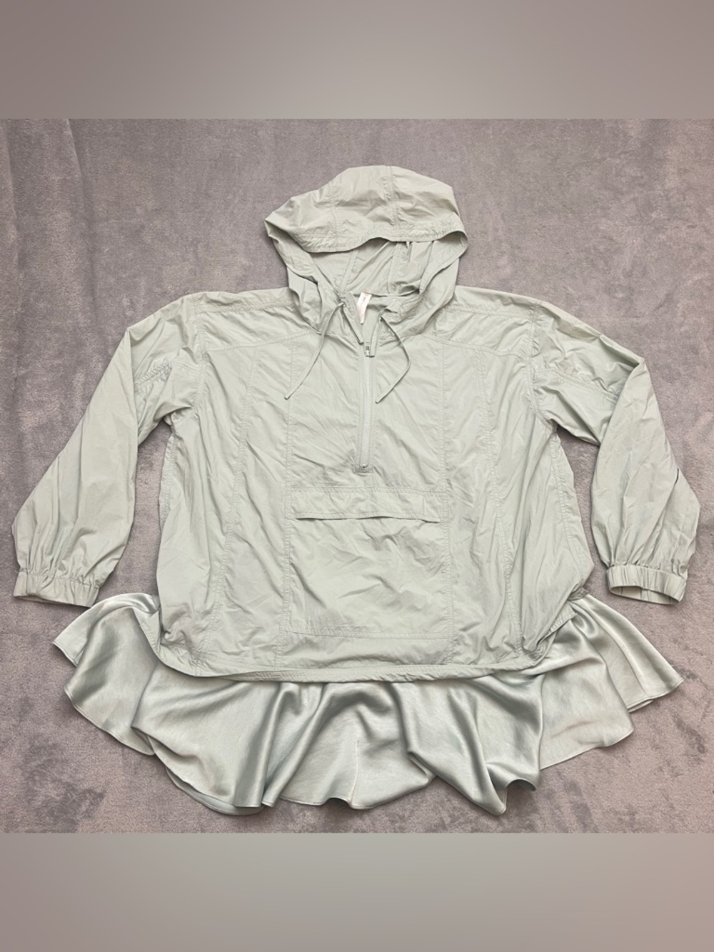 Daily Practice by Anthropologie Ruffle-Hem Half-Zip Pullover Dress Gray Medium